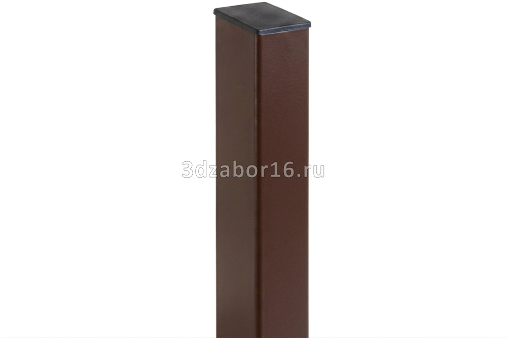 Столб 60х40х1,5 L-2,0м; с ПВХ заглушкой; Zn+ПП RAL8017