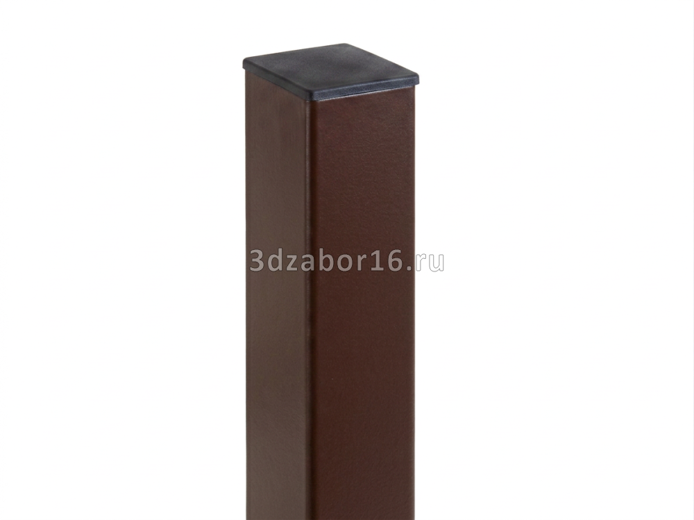 Столб 60х60х1,5 L-3,0м; с ПВХ заглушкой; Zn+ПП RAL8017