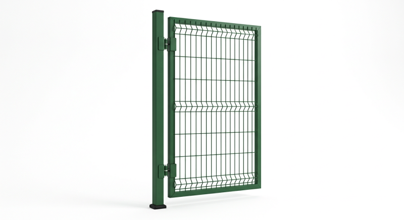 Калитка 3D 1,23x1,0м; d4,0мм; в комплекте:столб 60х60-1шт L-2,0м, регулируемая петля 2шт, без замка; Zn+ПП RAL6005