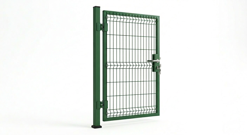 Калитка 3D 1,03x1,0м; d4,0мм; в комплекте:столб 60х60-1шт L-2,0м, регулируемая петля 2шт, с замком; Zn+ПП RAL6005